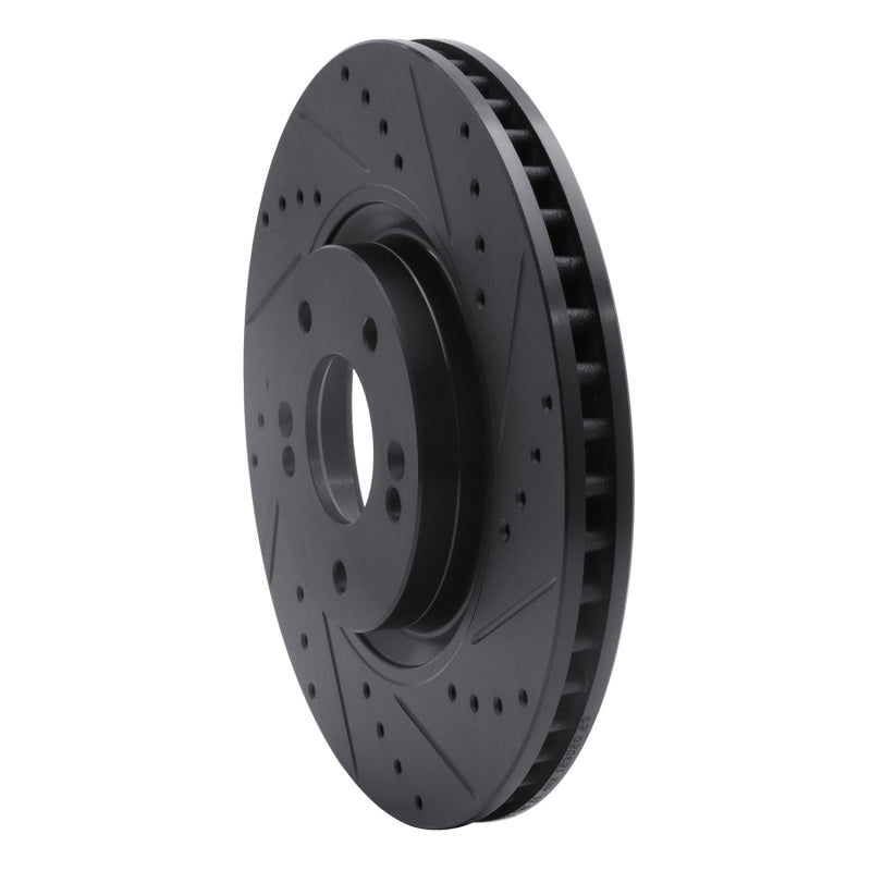 R1 11-25 Hyundai Tucson Front Right Drilled & Slotted Black Brake Rotor-Brake Rotors - Slot & Drilled-Grocery Getter Performance