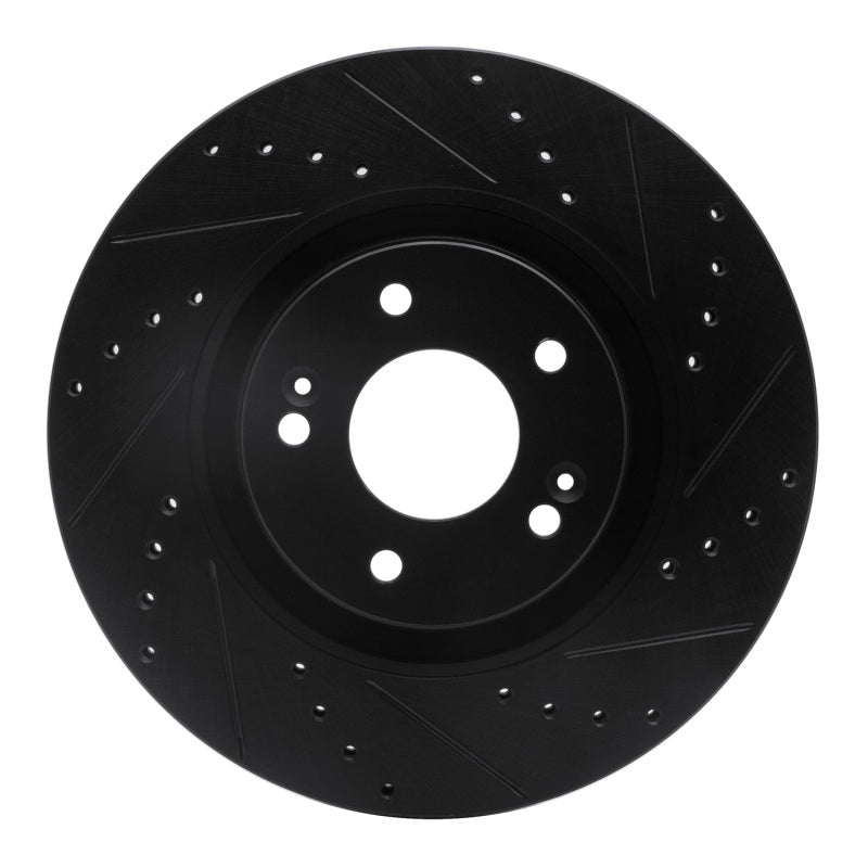 R1 11-25 Hyundai Tucson Front Right Drilled & Slotted Black Brake Rotor-Brake Rotors - Slot & Drilled-Grocery Getter Performance