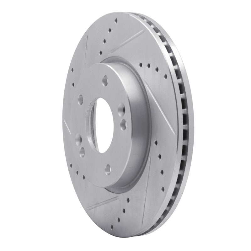 R1 11-25 Hyundai Veloster Front Left Drilled & Slotted Silver Brake Rotor-Brake Rotors - Slot & Drilled-Grocery Getter Performance