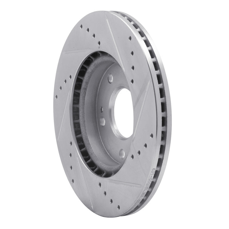 R1 11-25 Hyundai Veloster Front Left Drilled & Slotted Silver Brake Rotor-Brake Rotors - Slot & Drilled-Grocery Getter Performance