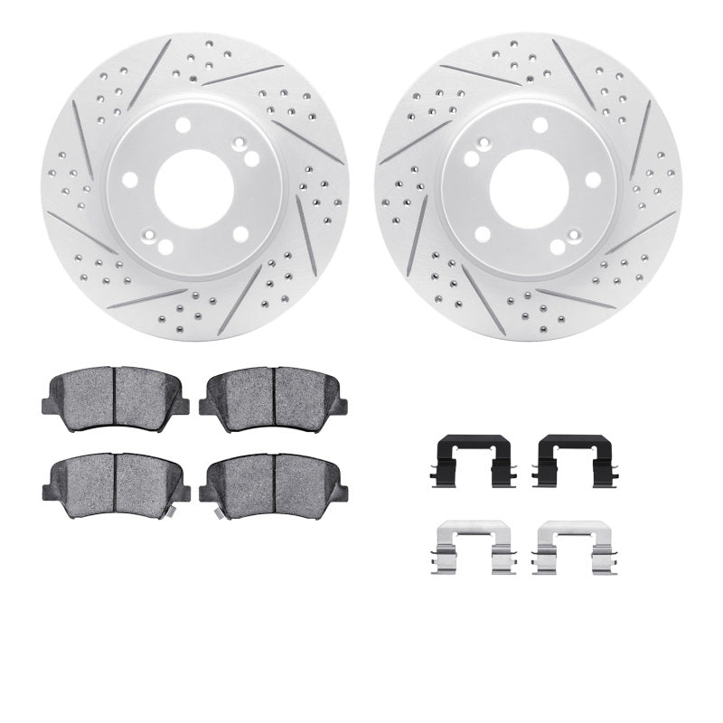 R1 12-16 Hyundai Elantra GT Front Drill/Slot Carbon Coated Rotor Set w/Optimum Pads-Brake Rotors - Slot & Drilled-Grocery Getter Performance