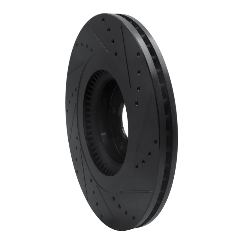 R1 12-17 Genesis G80 Front Left Drilled & Slotted Black Brake Rotor-Brake Rotors - Slot & Drilled-Grocery Getter Performance