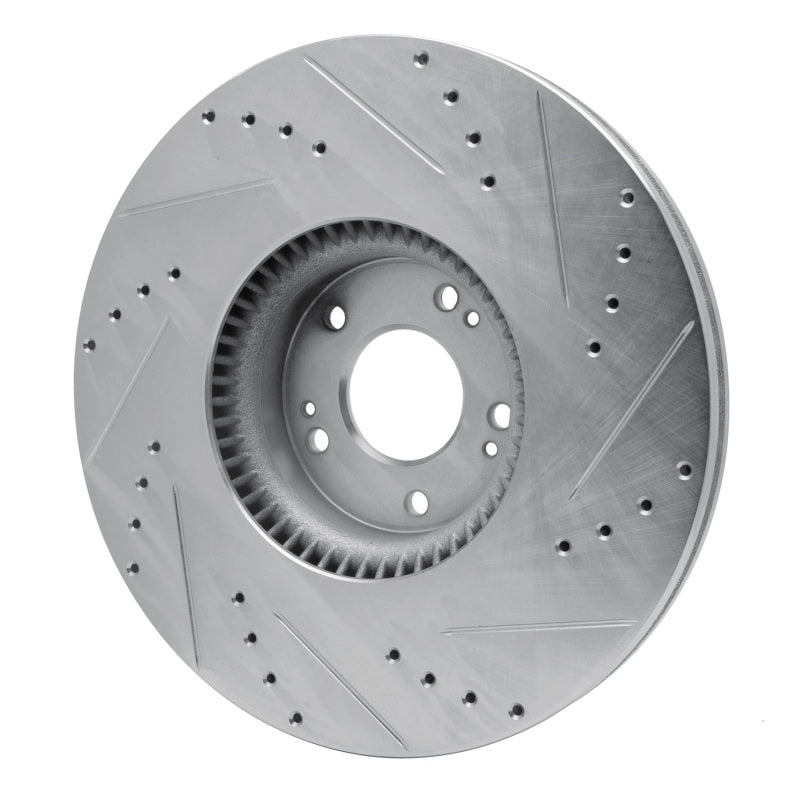 R1 12-17 Genesis G80 Front Left Drilled & Slotted Silver Brake Rotor-Brake Rotors - Slot & Drilled-Grocery Getter Performance