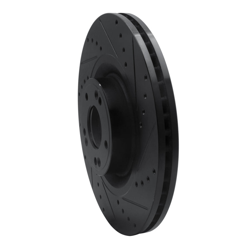 R1 12-17 Genesis G80 Front Right Drilled & Slotted Black Brake Rotor-Brake Rotors - Slot & Drilled-Grocery Getter Performance