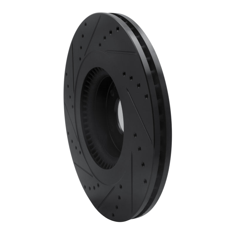 R1 12-17 Genesis G80 Front Right Drilled & Slotted Black Brake Rotor-Brake Rotors - Slot & Drilled-Grocery Getter Performance