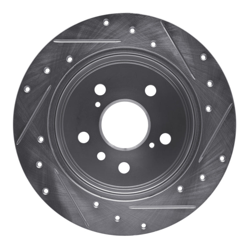R1 12-18 Lexus ES300H Rear Left Drilled & Slotted Silver Brake Rotor-Brake Rotors - Slot & Drilled-Grocery Getter Performance