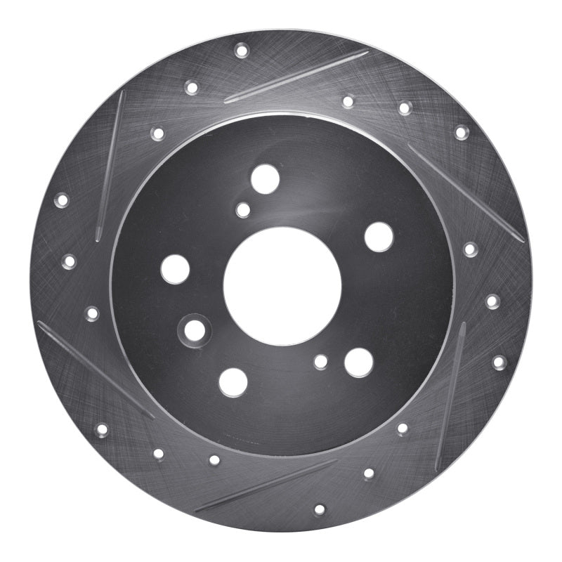 R1 12-18 Lexus ES300H Rear Left Drilled & Slotted Silver Brake Rotor-Brake Rotors - Slot & Drilled-Grocery Getter Performance