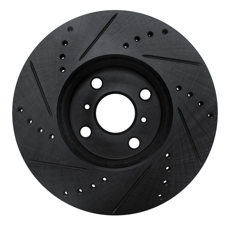R1 12-18 Toyota Yaris (USA/Canada) Front Right Drilled & Slotted Black Brake Rotor-Brake Rotors - Slot & Drilled-Grocery Getter Performance