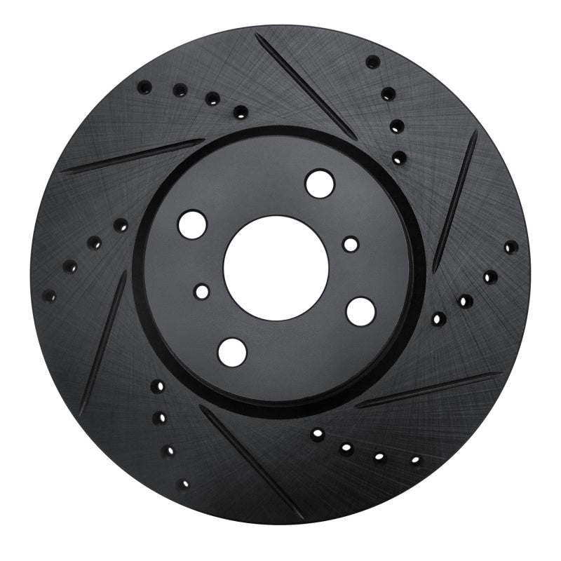 R1 12-18 Toyota Yaris (USA/Canada) Front Right Drilled & Slotted Black Brake Rotor-Brake Rotors - Slot & Drilled-Grocery Getter Performance