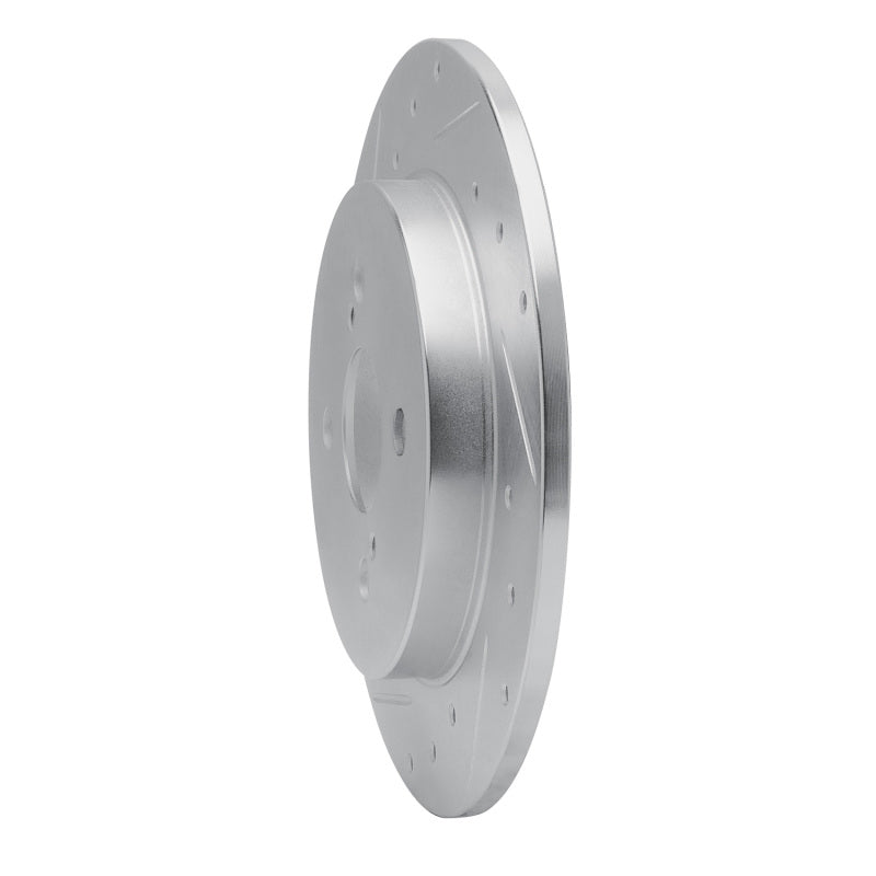 R1 12-18 Toyota Yaris (USA/Canada) Rear Left Drilled & Slotted Silver Brake Rotor-Brake Rotors - Slot & Drilled-Grocery Getter Performance