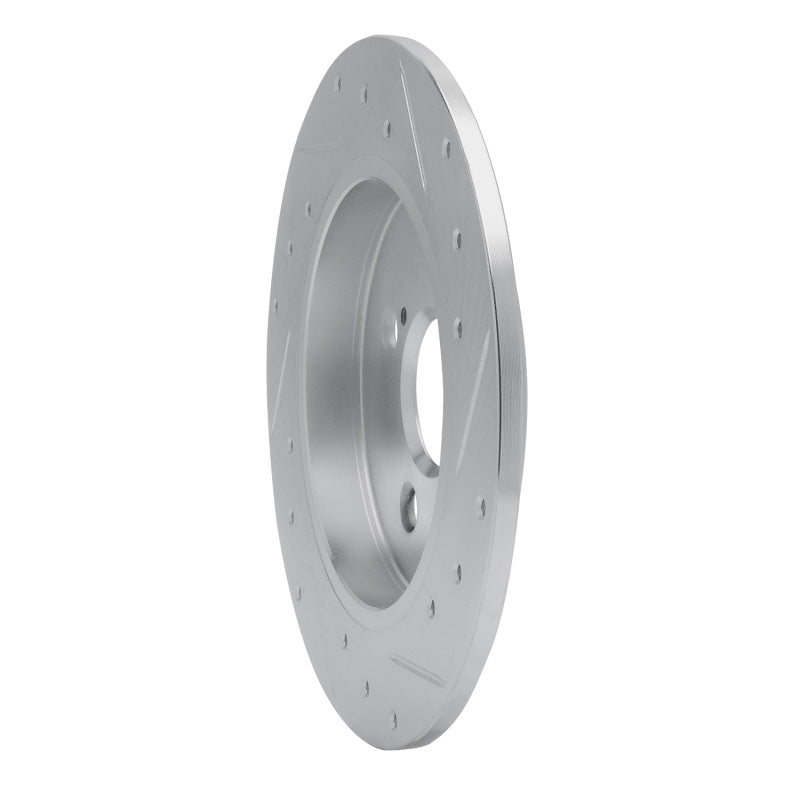 R1 12-18 Toyota Yaris (USA/Canada) Rear Left Drilled & Slotted Silver Brake Rotor-Brake Rotors - Slot & Drilled-Grocery Getter Performance