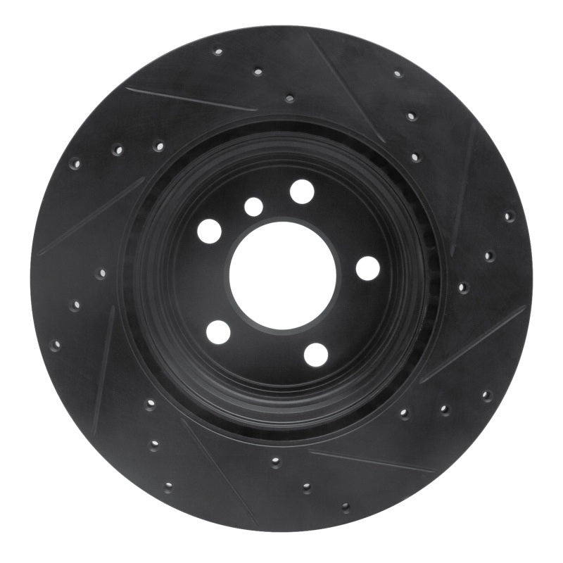 R1 12-20 BMW 330I Rear Left Drilled & Slotted Black Brake Rotor-Brake Rotors - Slot & Drilled-Grocery Getter Performance