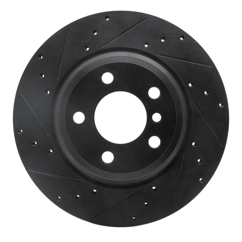 R1 12-20 BMW 330I Rear Left Drilled & Slotted Black Brake Rotor-Brake Rotors - Slot & Drilled-Grocery Getter Performance