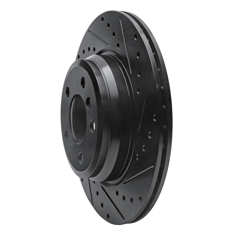 R1 12-20 BMW 335I GT xDrive Rear Right Drilled & Slotted Black Brake Rotor-Brake Rotors - Slot & Drilled-Grocery Getter Performance