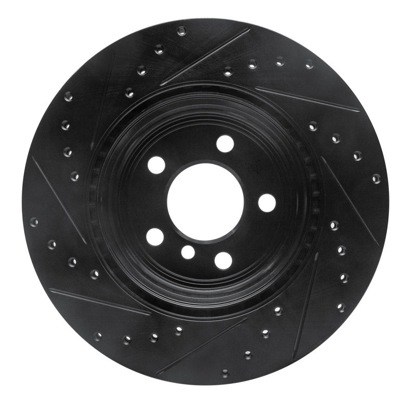 R1 12-20 BMW 335I GT xDrive Rear Right Drilled & Slotted Black Brake Rotor-Brake Rotors - Slot & Drilled-Grocery Getter Performance