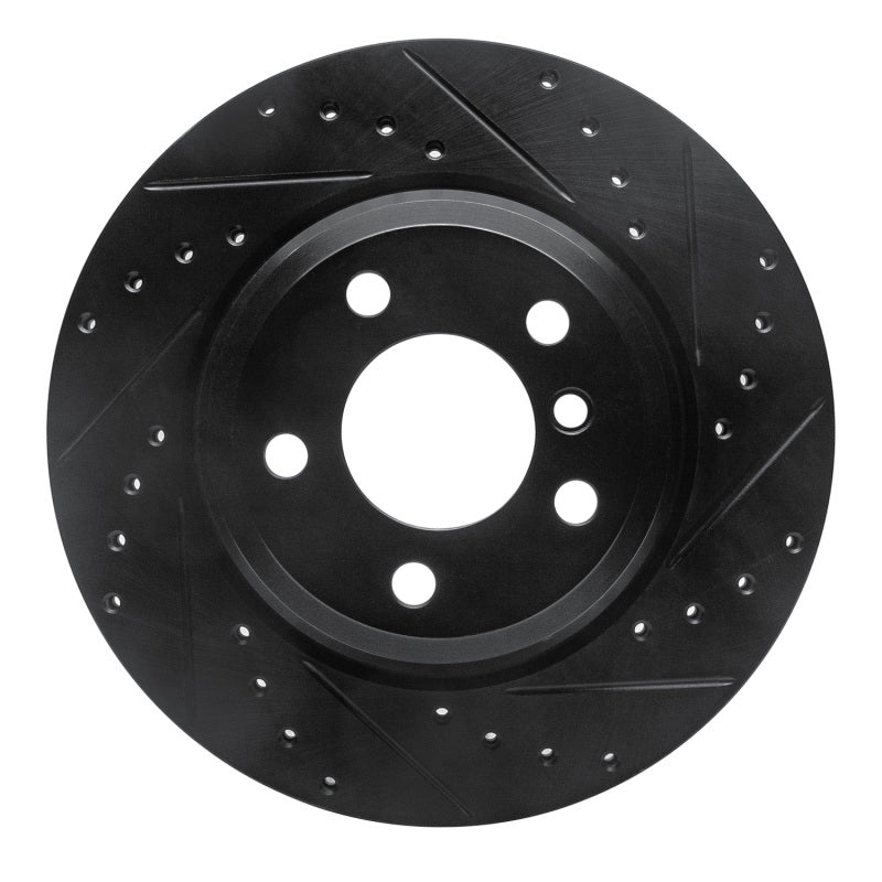 R1 12-20 BMW 335I GT xDrive Rear Right Drilled & Slotted Black Brake Rotor-Brake Rotors - Slot & Drilled-Grocery Getter Performance