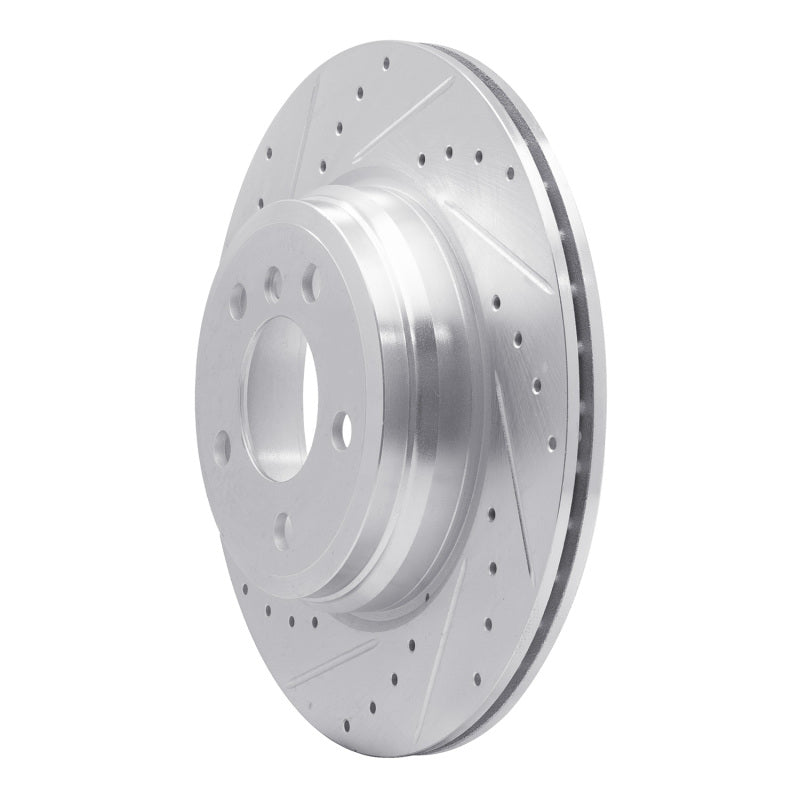 R1 12-20 BMW 340I Rear Left Drilled & Slotted Silver Brake Rotor-Brake Rotors - Slot & Drilled-Grocery Getter Performance