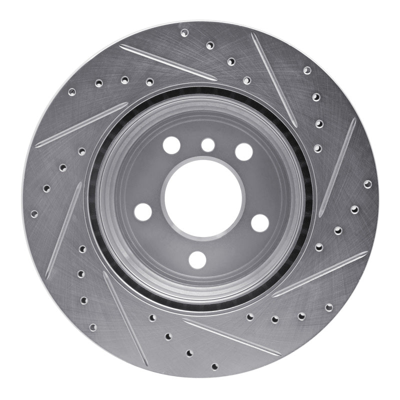 R1 12-20 BMW 340I Rear Left Drilled & Slotted Silver Brake Rotor-Brake Rotors - Slot & Drilled-Grocery Getter Performance