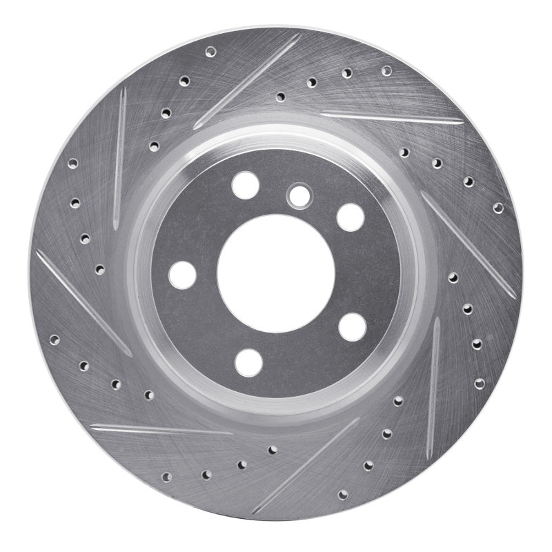 R1 12-20 BMW 340I Rear Left Drilled & Slotted Silver Brake Rotor-Brake Rotors - Slot & Drilled-Grocery Getter Performance