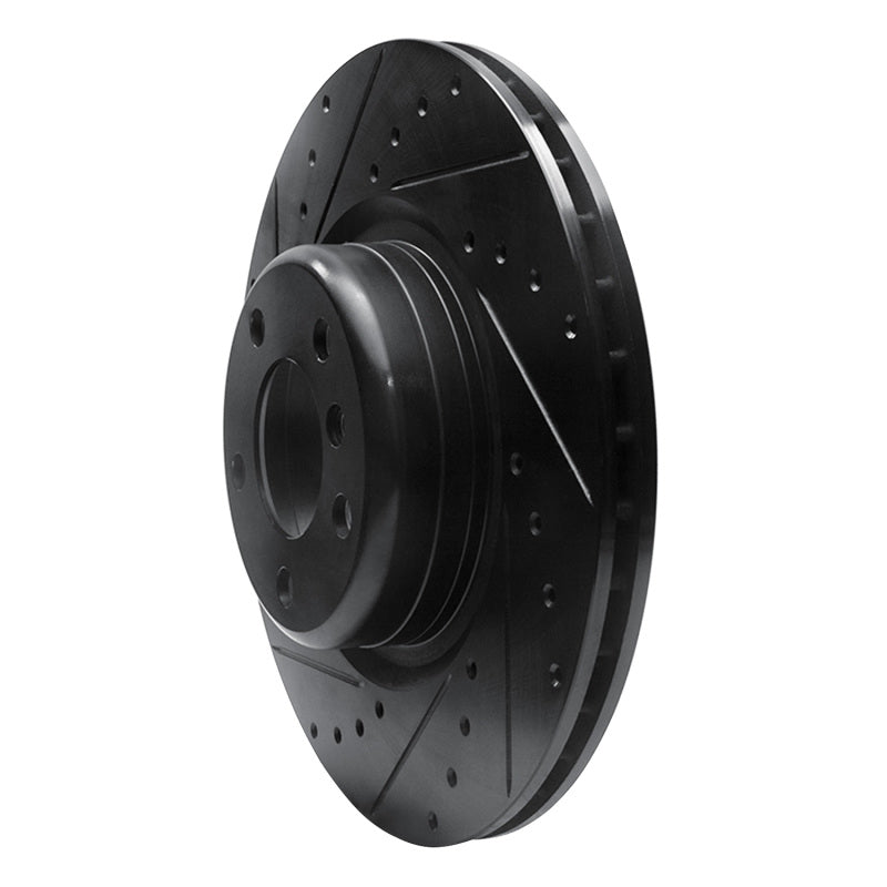R1 12-20 BMW M240I Coupe & Convertible Rear Left Drilled & Slotted Black Brake Rotor-Brake Rotors - Slot & Drilled-Grocery Getter Performance