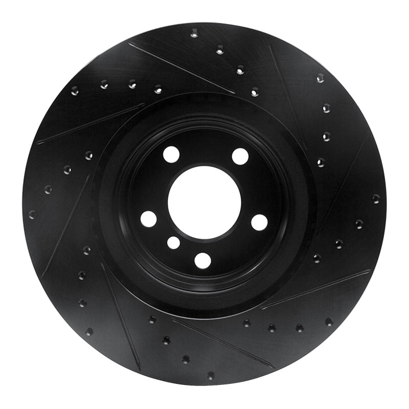 R1 12-20 BMW M240I Coupe & Convertible Rear Left Drilled & Slotted Black Brake Rotor-Brake Rotors - Slot & Drilled-Grocery Getter Performance