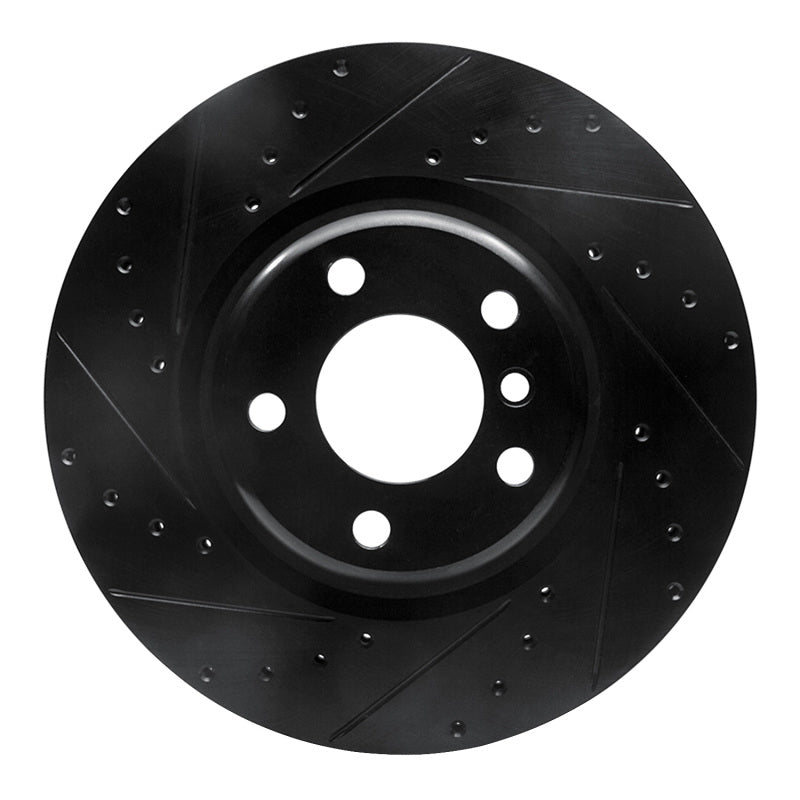 R1 12-20 BMW M240I Coupe & Convertible Rear Left Drilled & Slotted Black Brake Rotor-Brake Rotors - Slot & Drilled-Grocery Getter Performance