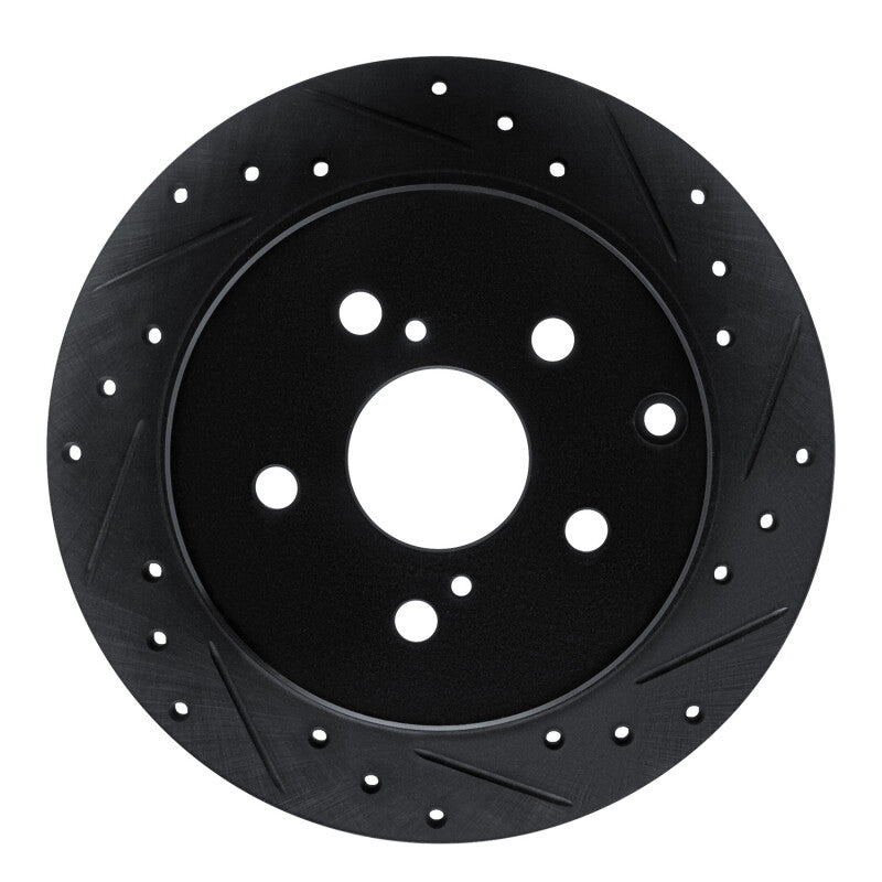 R1 12-20 Toyota Mirai Rear Right Drilled & Slotted Black Brake Rotor-Brake Rotors - Slot & Drilled-Grocery Getter Performance