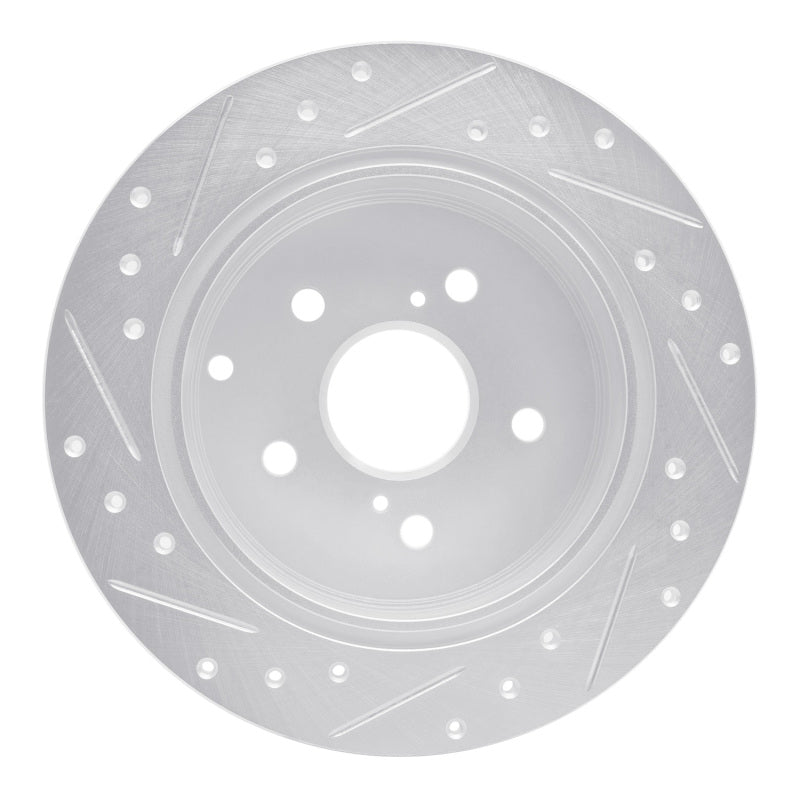 R1 12-20 Toyota Prius V Rear Right Drilled & Slotted Silver Brake Rotor-Brake Rotors - Slot & Drilled-Grocery Getter Performance