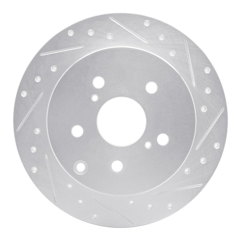 R1 12-20 Toyota Prius V Rear Right Drilled & Slotted Silver Brake Rotor-Brake Rotors - Slot & Drilled-Grocery Getter Performance