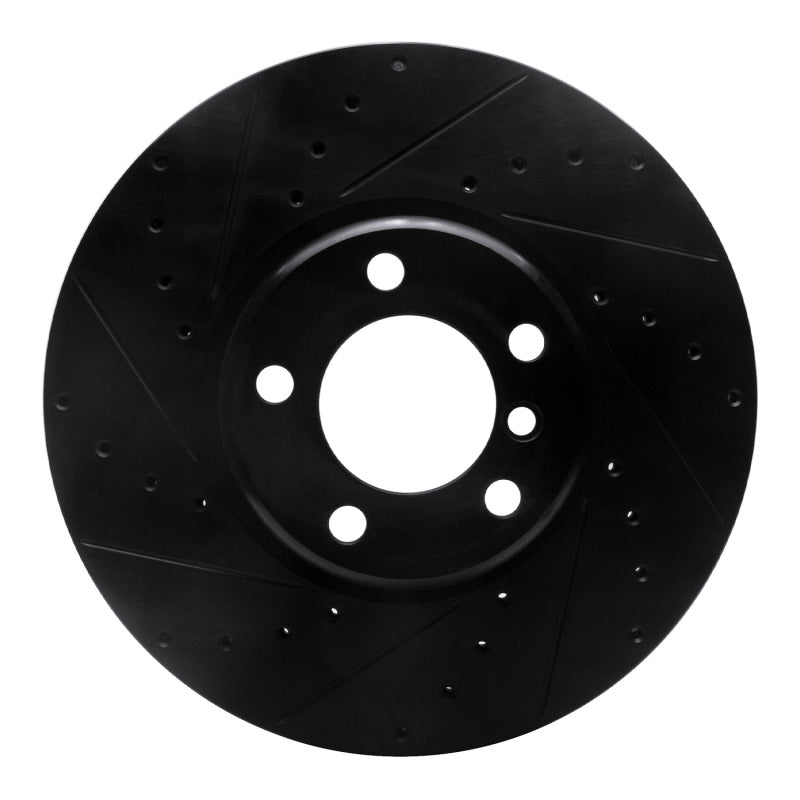 R1 12-21 BMW 228I Front Left Drilled & Slotted Black Brake Rotor-Brake Rotors - Slot & Drilled-Grocery Getter Performance