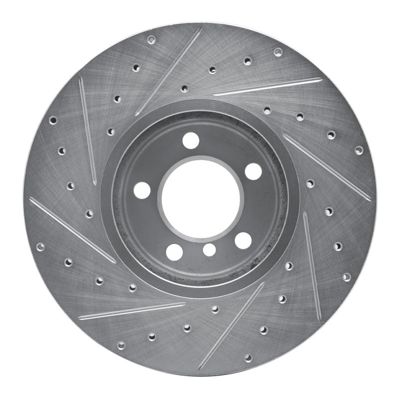 R1 12-21 BMW 340I xDrive Front Right Drilled & Slotted Silver Brake Rotor-Brake Rotors - Slot & Drilled-Grocery Getter Performance