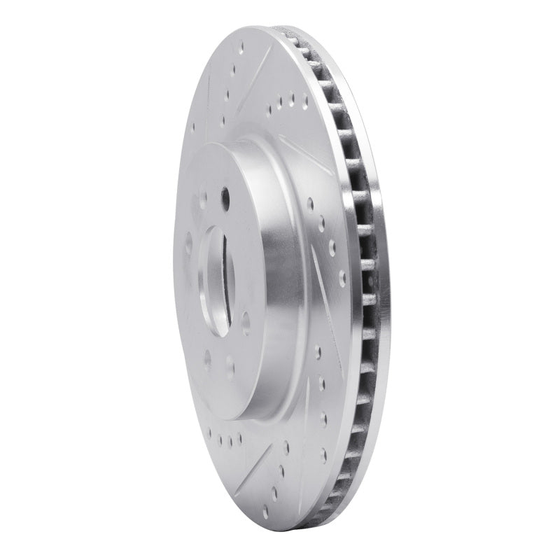 R1 12-23 Hyundai ACCENT Front Left Drilled & Slotted Silver Brake Rotor-Brake Rotors - Slot & Drilled-Grocery Getter Performance