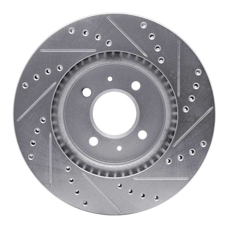 R1 12-23 Hyundai ACCENT Front Left Drilled & Slotted Silver Brake Rotor-Brake Rotors - Slot & Drilled-Grocery Getter Performance