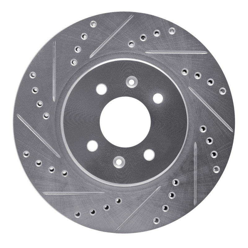 R1 12-23 Hyundai ACCENT Front Left Drilled & Slotted Silver Brake Rotor-Brake Rotors - Slot & Drilled-Grocery Getter Performance
