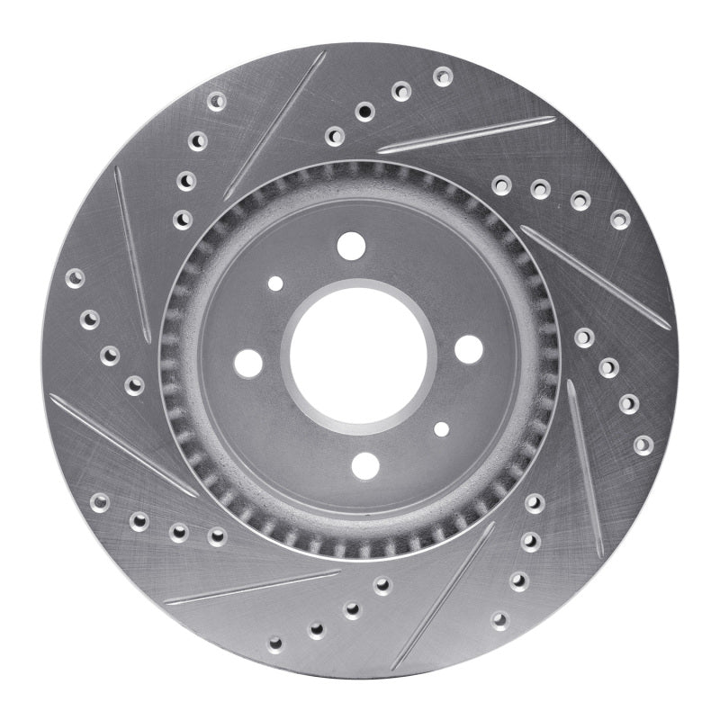 R1 12-23 Hyundai ACCENT Front Right Drilled & Slotted Silver Brake Rotor-Brake Rotors - Slot & Drilled-Grocery Getter Performance