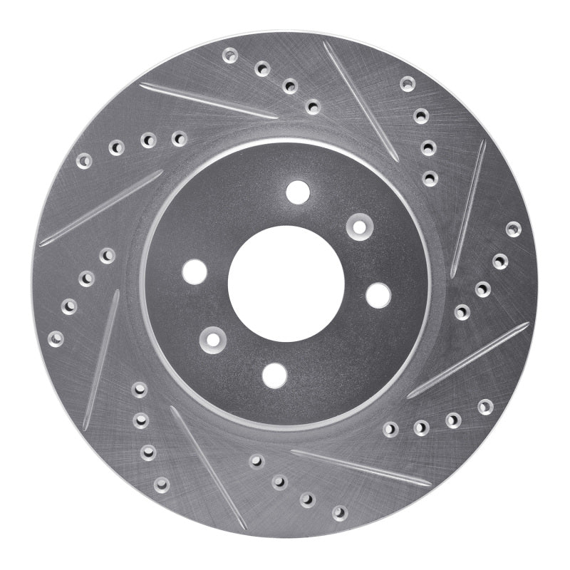 R1 12-23 Hyundai ACCENT Front Right Drilled & Slotted Silver Brake Rotor-Brake Rotors - Slot & Drilled-Grocery Getter Performance