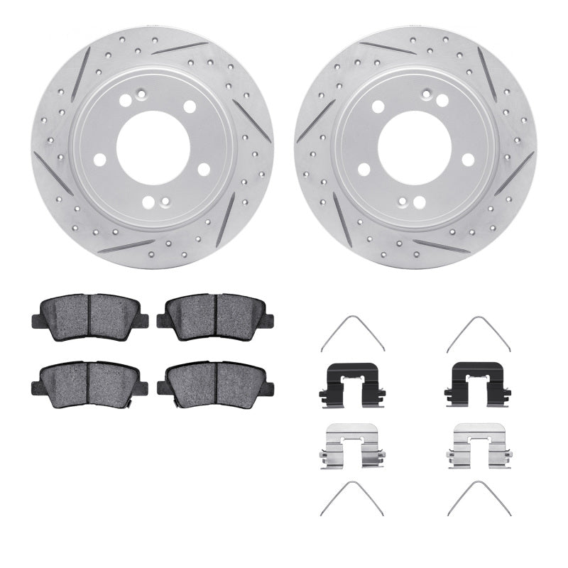 R1 12-24 Hyundai Elantra GT Rear Drill/Slot Carbon Coated Rotor Set w/Optimum Pads-Brake Rotors - Slot & Drilled-Grocery Getter Performance