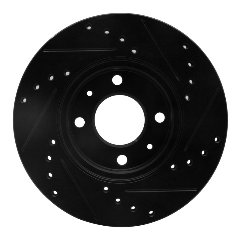 R1 12-25 Dodge Attitude (Mexico) Front Left Drilled & Slotted Black Brake Rotor-Brake Rotors - Slot & Drilled-Grocery Getter Performance