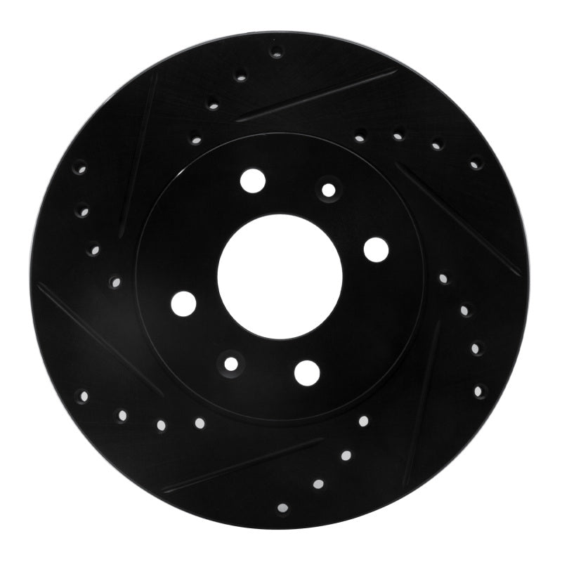 R1 12-25 Dodge Attitude (Mexico) Front Left Drilled & Slotted Black Brake Rotor-Brake Rotors - Slot & Drilled-Grocery Getter Performance