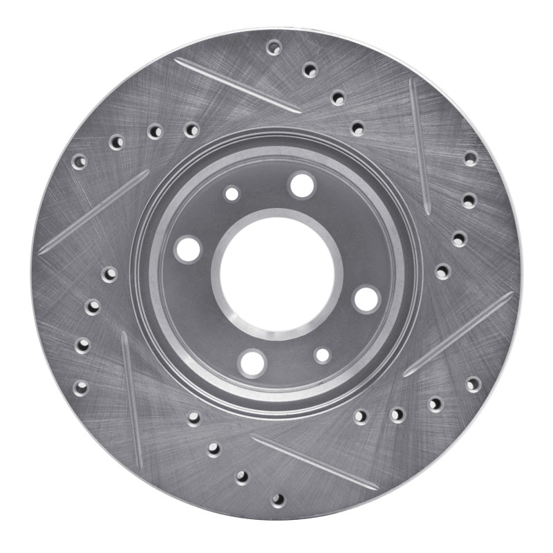 R1 12-25 Dodge Attitude (Mexico) Front Left Drilled & Slotted Silver Brake Rotor-Brake Rotors - Slot & Drilled-Grocery Getter Performance