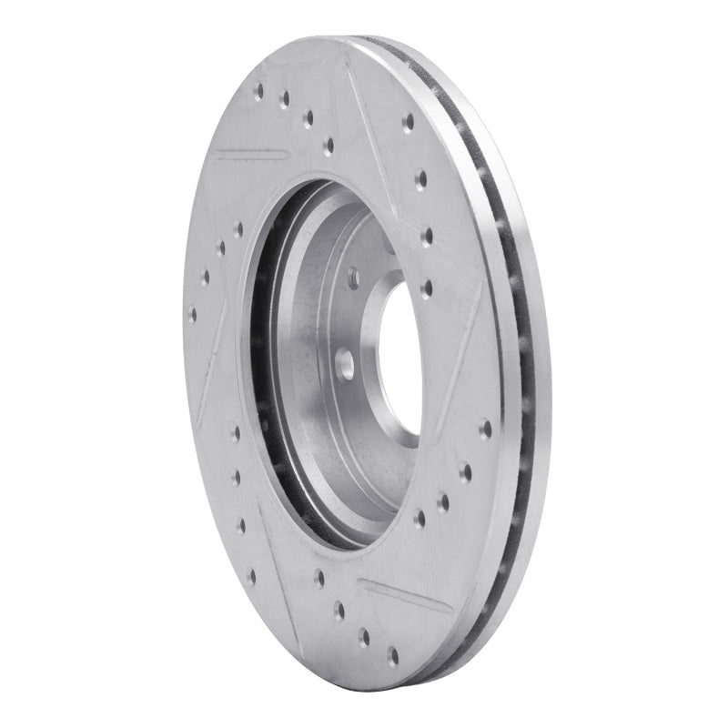 R1 12-25 Dodge Attitude (Mexico) Front Left Drilled & Slotted Silver Brake Rotor-Brake Rotors - Slot & Drilled-Grocery Getter Performance