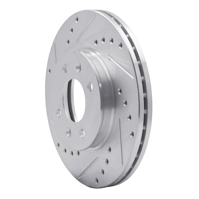 R1 12-25 Dodge Attitude (Mexico) Front Left Drilled & Slotted Silver Brake Rotor-Brake Rotors - Slot & Drilled-Grocery Getter Performance