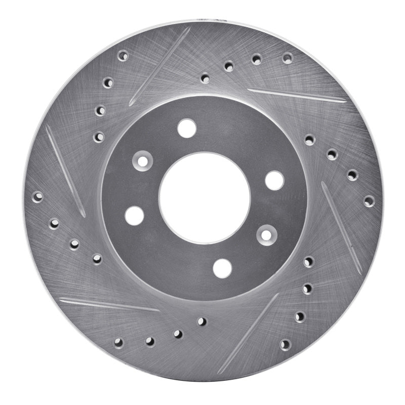 R1 12-25 Dodge Attitude (Mexico) Front Left Drilled & Slotted Silver Brake Rotor-Brake Rotors - Slot & Drilled-Grocery Getter Performance