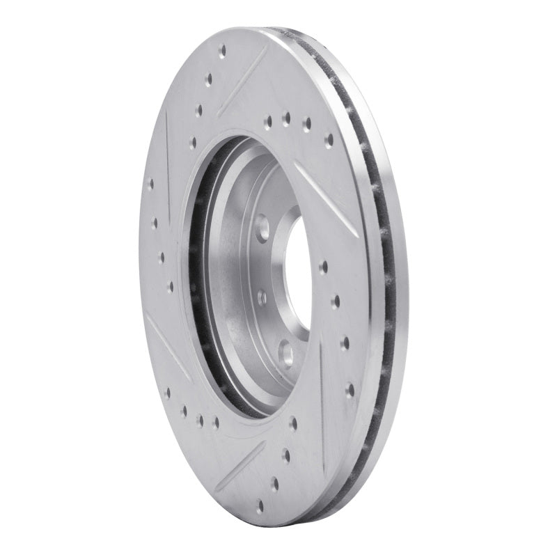 R1 12-25 Dodge Attitude (Mexico) Front Right Drilled & Slotted Silver Brake Rotor-Brake Rotors - Slot & Drilled-Grocery Getter Performance