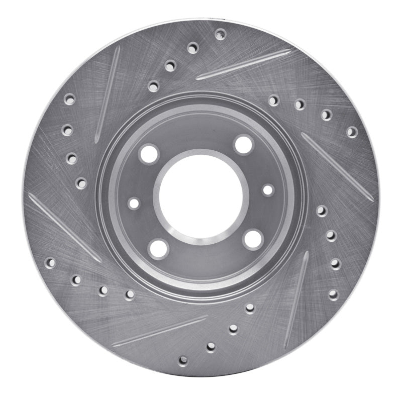 R1 12-25 Dodge Attitude (Mexico) Front Right Drilled & Slotted Silver Brake Rotor-Brake Rotors - Slot & Drilled-Grocery Getter Performance