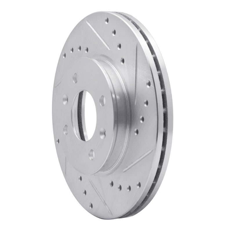 R1 12-25 Dodge Attitude (Mexico) Front Right Drilled & Slotted Silver Brake Rotor-Brake Rotors - Slot & Drilled-Grocery Getter Performance