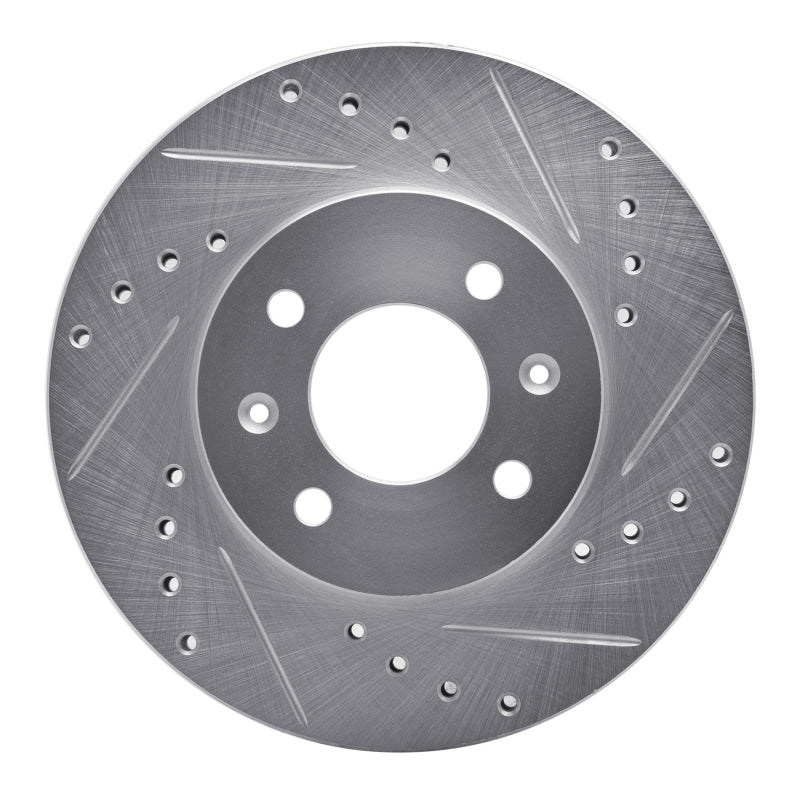 R1 12-25 Dodge Attitude (Mexico) Front Right Drilled & Slotted Silver Brake Rotor-Brake Rotors - Slot & Drilled-Grocery Getter Performance