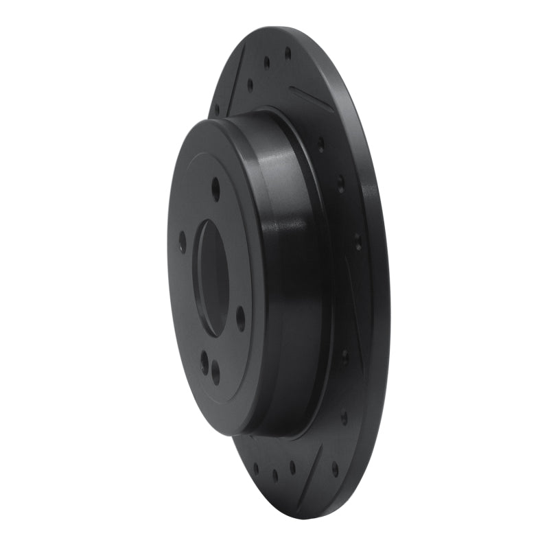 R1 12-25 Dodge Attitude (Mexico) Rear Left Drilled & Slotted Black Brake Rotor-Brake Rotors - Slot & Drilled-Grocery Getter Performance