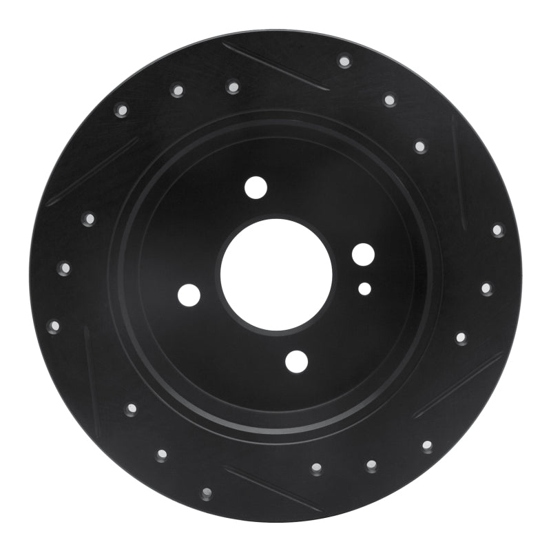 R1 12-25 Dodge Attitude (Mexico) Rear Left Drilled & Slotted Black Brake Rotor-Brake Rotors - Slot & Drilled-Grocery Getter Performance