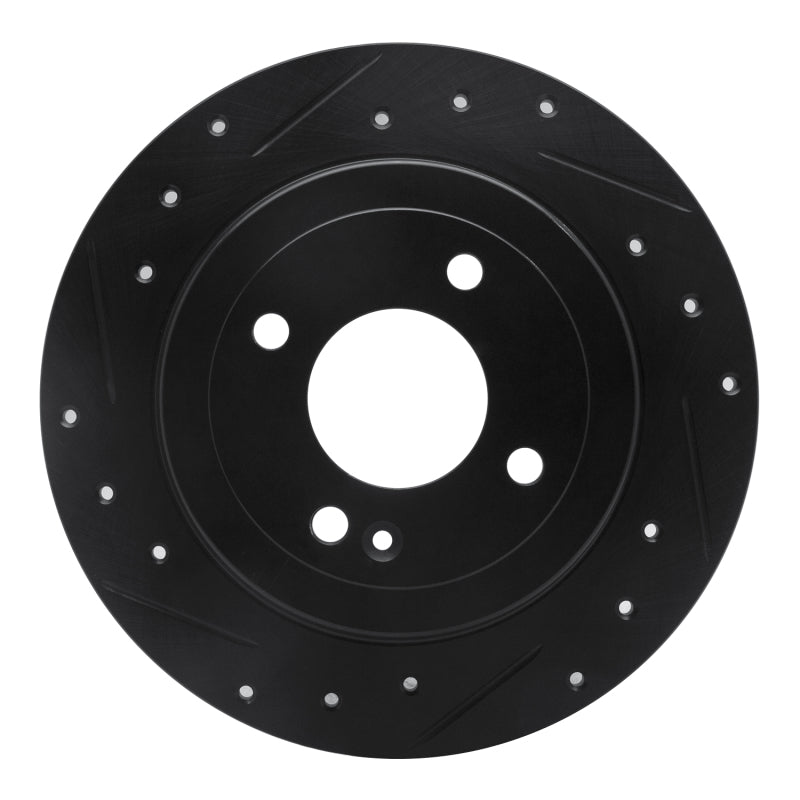 R1 12-25 Dodge Attitude (Mexico) Rear Left Drilled & Slotted Black Brake Rotor-Brake Rotors - Slot & Drilled-Grocery Getter Performance
